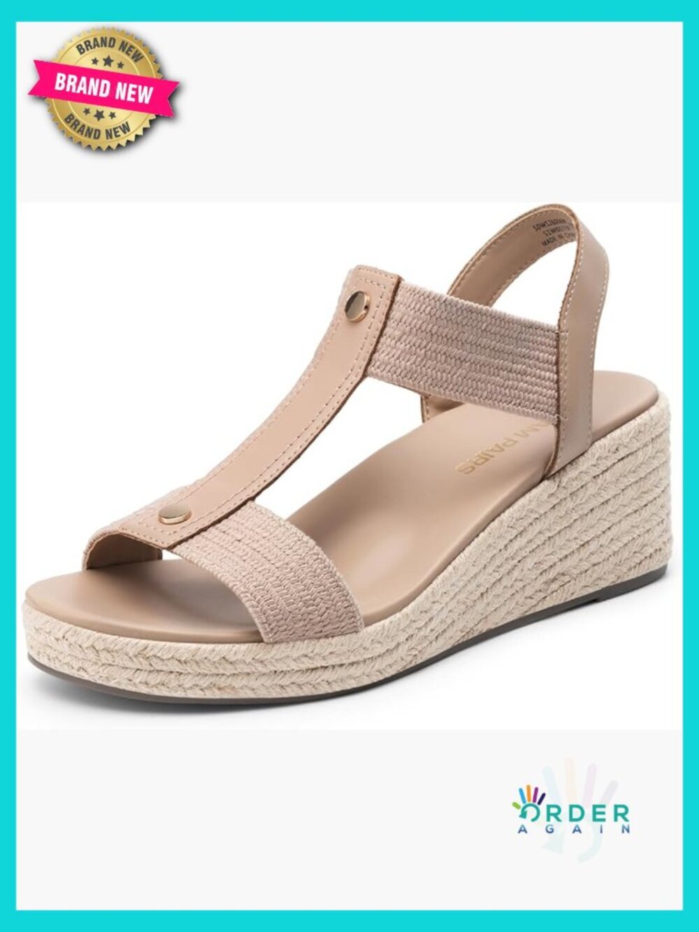 Wedge Espadrille Sandals with Arch Support T-Strap Platform Casual Summer Shoes